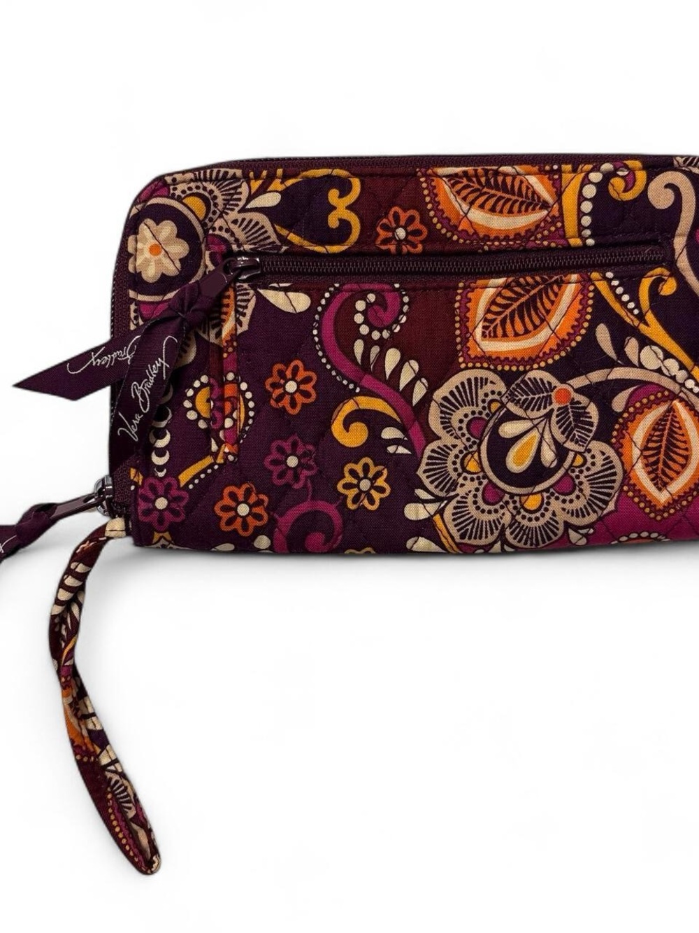 Vera Bradley Plum Floral Paisley Wristlet